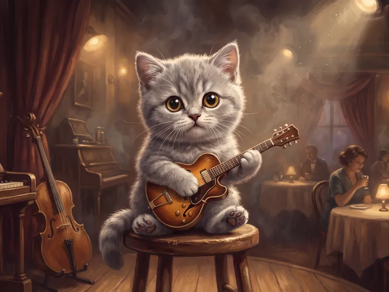 Sir Purrs-a-Lot on Guitar