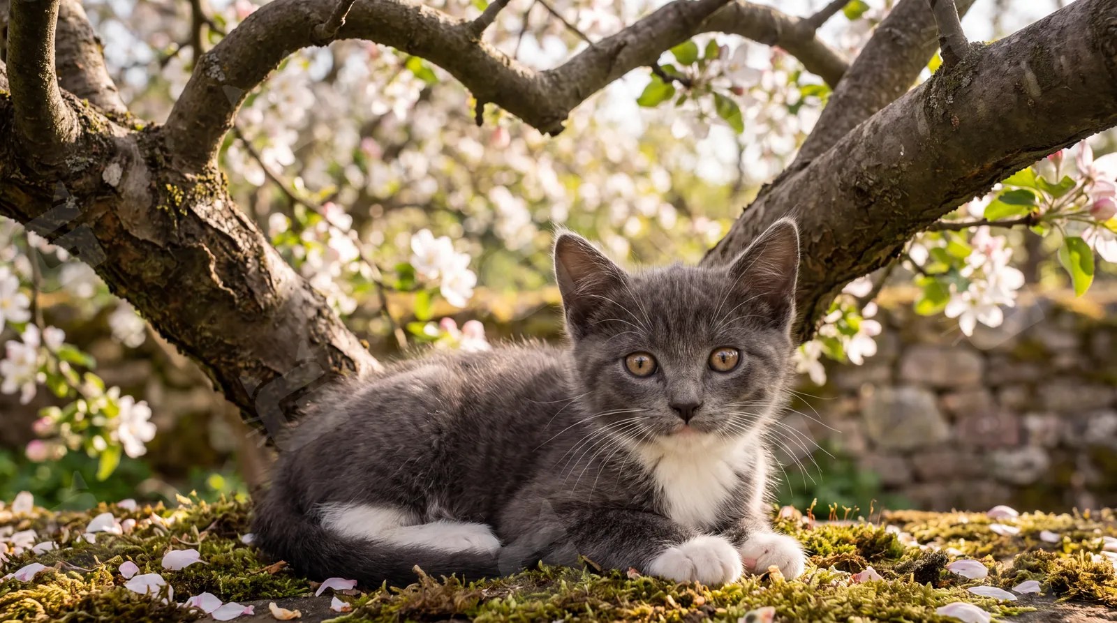 Gray Tuxedo's Blossom Heart