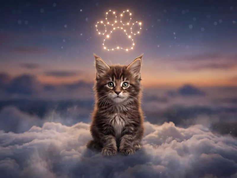 Twilight Watch Maine Coon Kitten Starlit Paw Salute