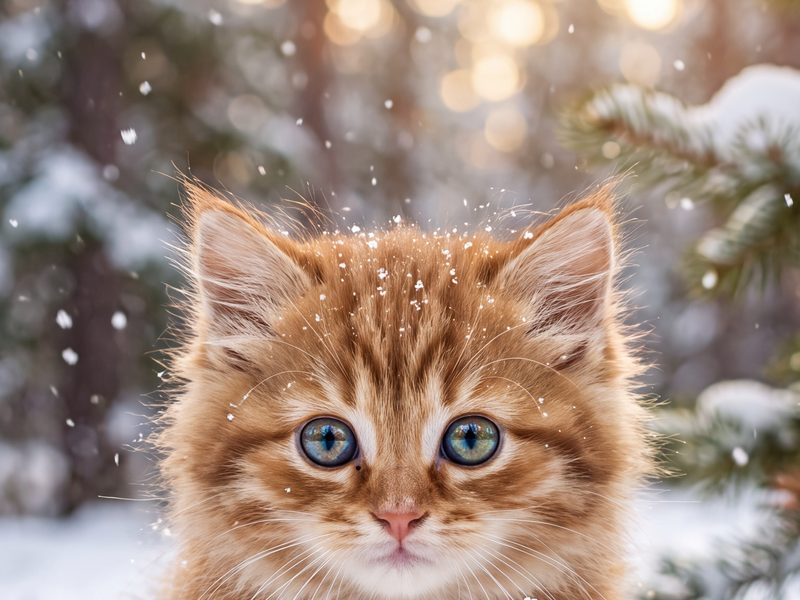 Cute Snow Kitten